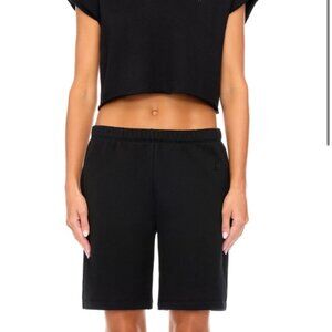 Eterne terry boyfriend shorts black size small